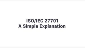 Diapositiva minimalista con fondo blanco y texto centrado en negro que muestra "ISO/IEC 27701 A Simple Explanation", adecuada como portada explicativa sobre la norma ISO y, como consulta relacionada, Iso iec 27001 ventajas y desventajas para la seguridad empresarial.