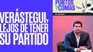 Portada gráfica con gran titular blanco sobre fondo violeta a la izquierda y, a la derecha, un hombre con traje oscuro sentado con expresión seria en un escenario rosado junto al rótulo "Puntos y Comas", diseñada para ilustrar Ventajas y desventajas de afiliarse a un partido político en Chile