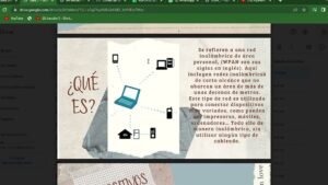 Diapositiva de presentación sobre redes inalámbricas de área personal con el título ¿QUÉ ES? a la izquierda, un gráfico central que muestra un portátil conectado mediante líneas punteadas a varios dispositivos como teléfonos móviles, ordenador de sobremesa y un icono de hogar sobre un fondo texturizado, y un bloque de texto explicativo a la derecha que define la red WPAN, Ventajas y desventajas de la red WPAN: descubre sus claves esenciales