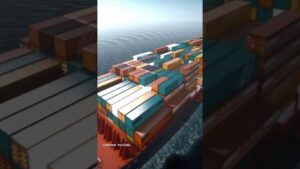 Fotografía de un buque portacontenedores navegando en mar sereno con hileras y apilamientos de contenedores multicolores vistos en plano oblicuo mostrando la estela, palabras clave para SEO como transporte marítimo, logística, comercio exterior y exportaciones e importaciones aplicables a Ventajas y desventajas del TLC en Guatemala: impacto y claves